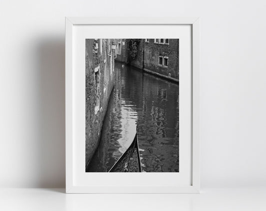 Venice Gondola Black And White Photography Print Italy Wall Art