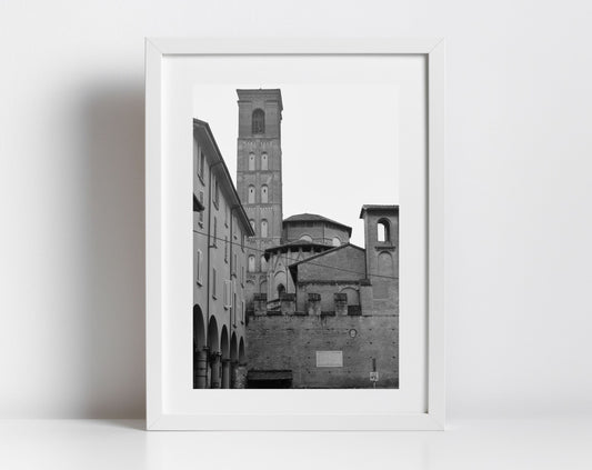 Piazza Giuseppe Verdi Bologna Black And White Photography Print