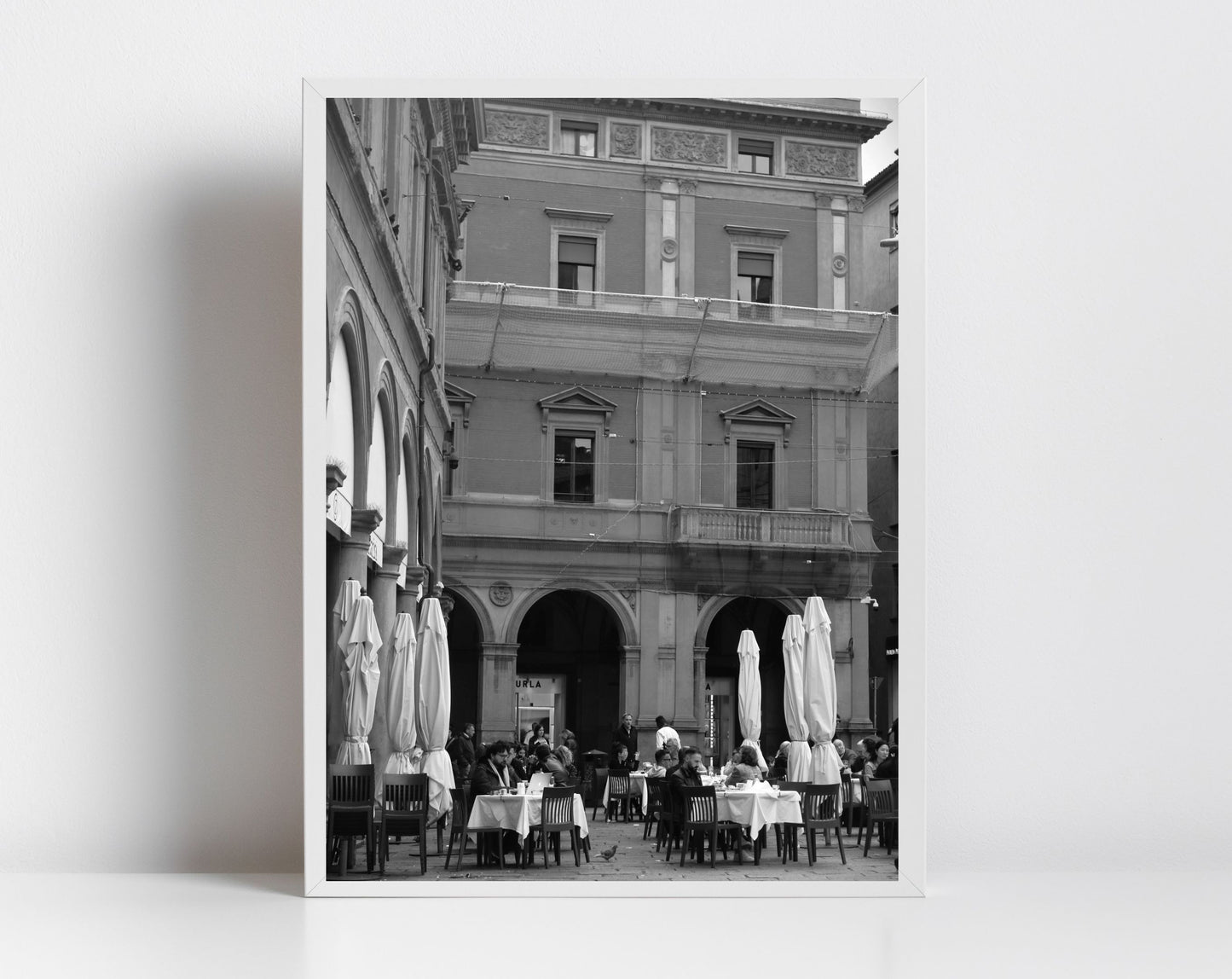 Piazza Galvani Bologna Italy Fine Art Black And White Photography Restaurant Print