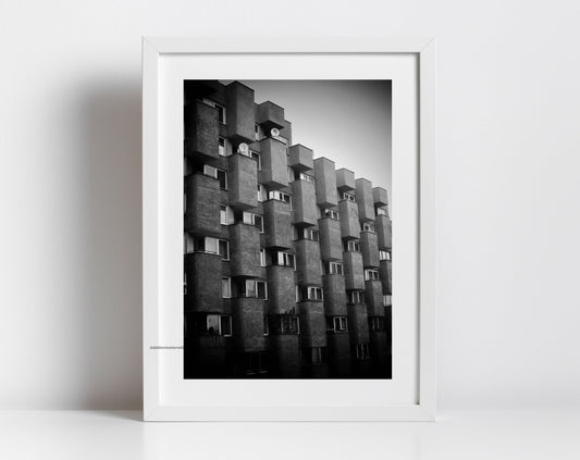 Warsaw Brutalist Black And White Photography Print