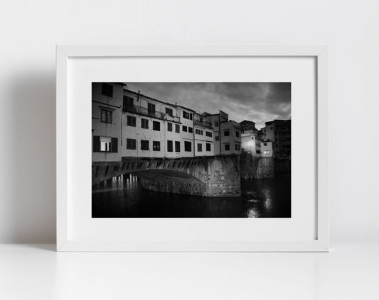 Ponte Vecchio Florence Italy Fine Art Black And White Photography Print