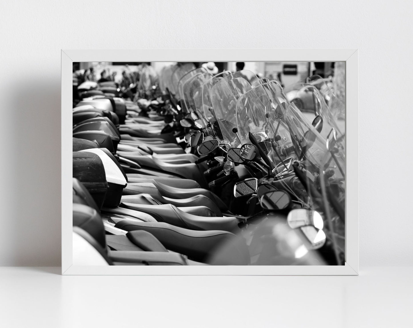Florence Italy Vespas Black And White Photography Art Print