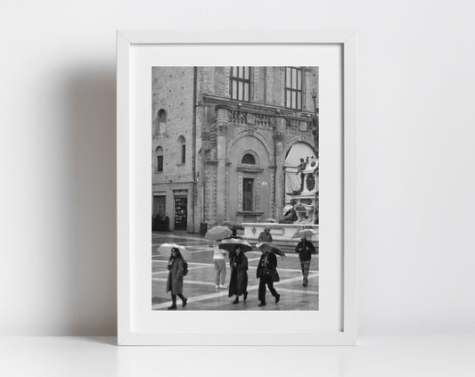 Bologna In The Rain Black And White Photography Print