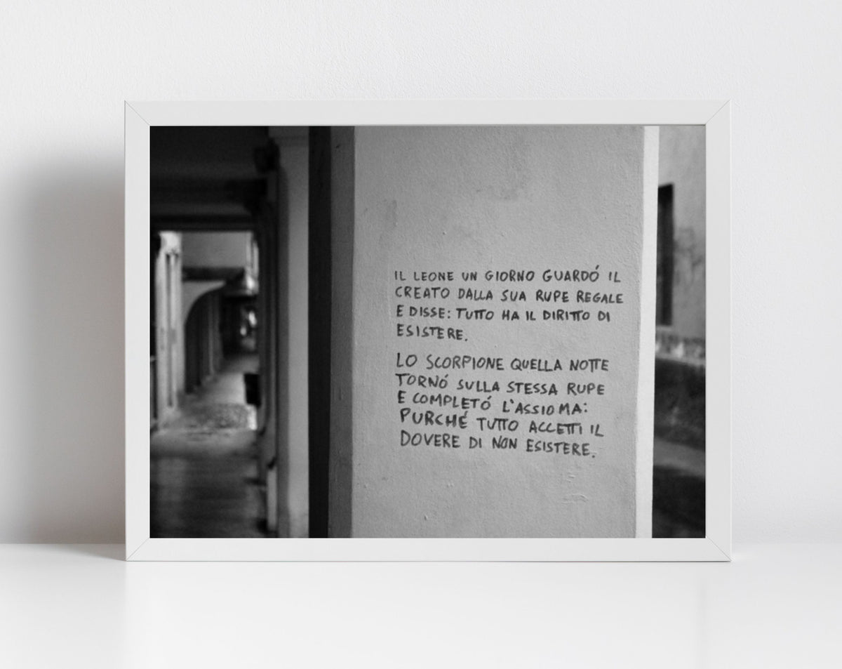 Italian Graffiti Bologna Black And White Photography Print