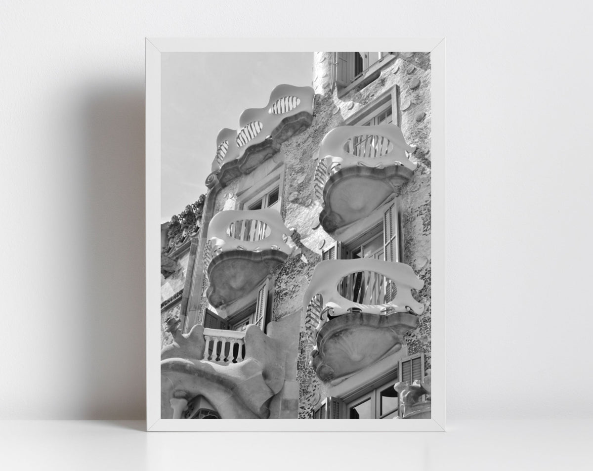 Casa Batlló Gaudi Barcelona Casa Black And White Photography Art Print