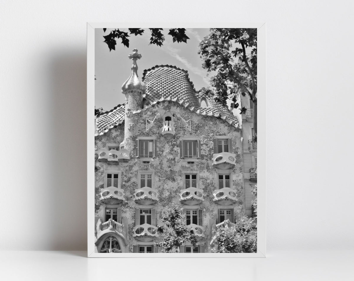 Gaudi Casa Batlló Black And White Photography Art Print
