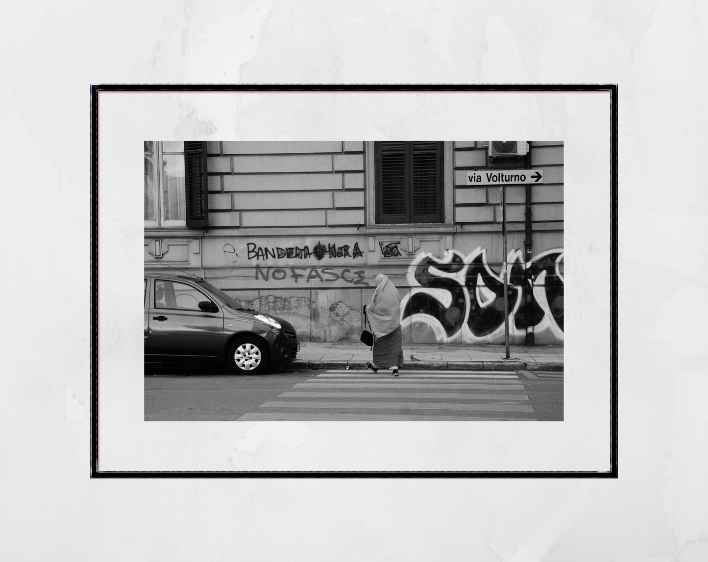 Anti Facism Poster Street Photography Palermo Sicily Black And White Print