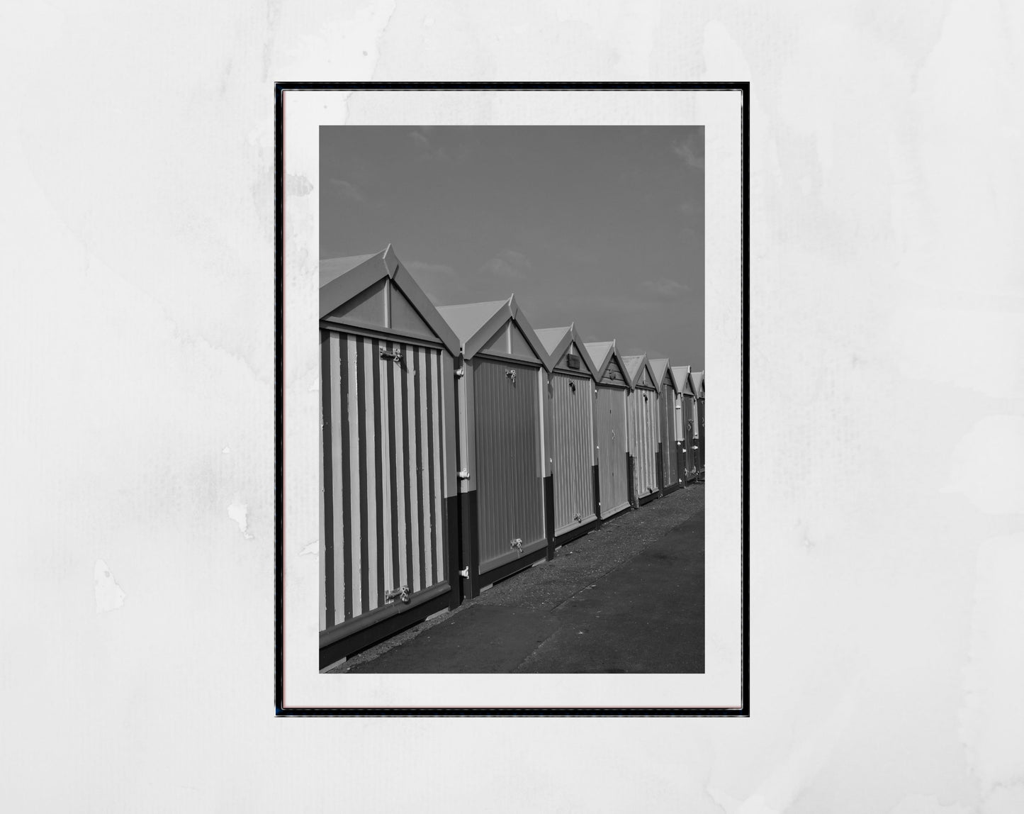 Brighton Poster Hove Beach Huts Black And White Photography