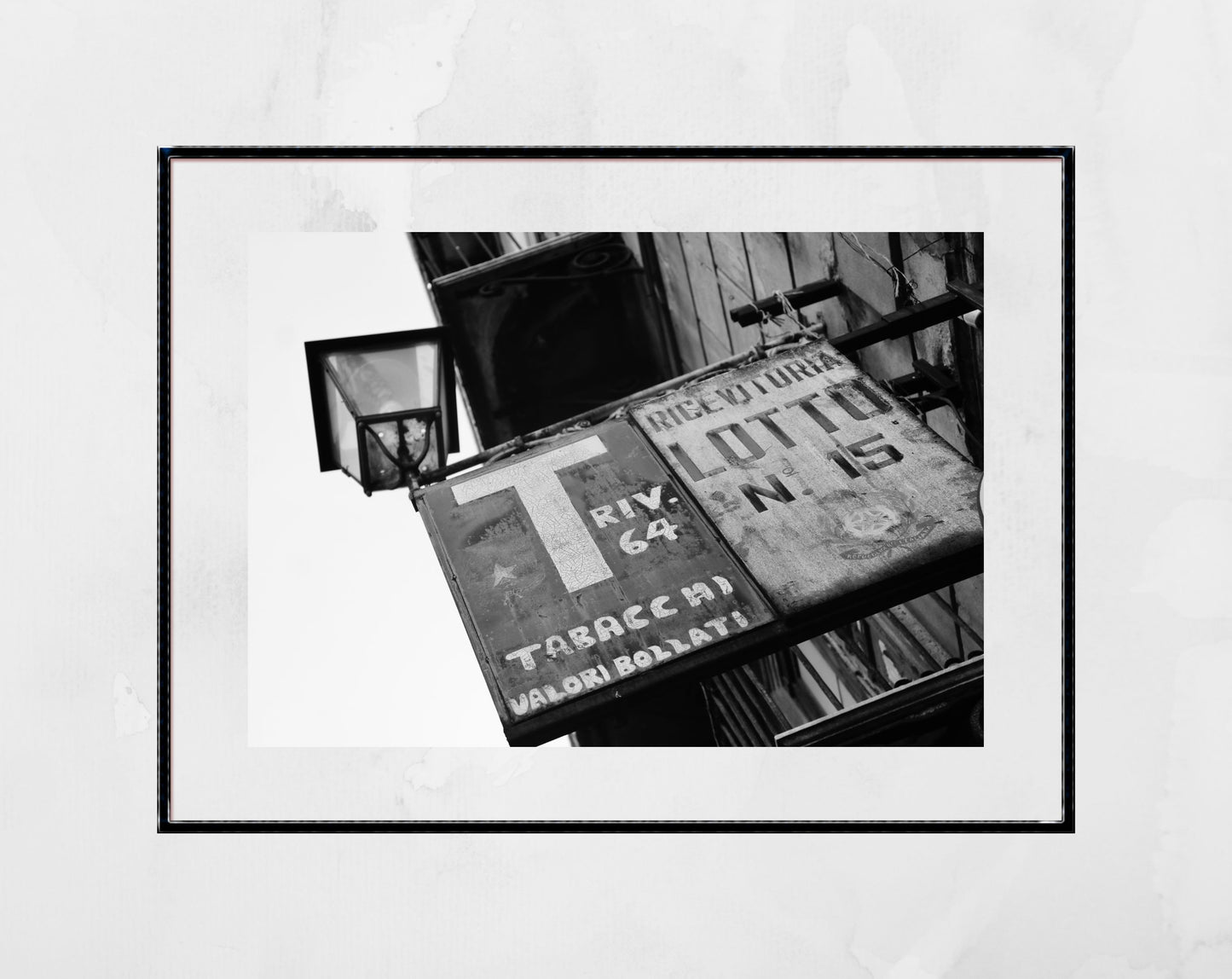 Palermo Sicily Black And White Print Italian Wall Art Tobacconist Lottery Shop Sign