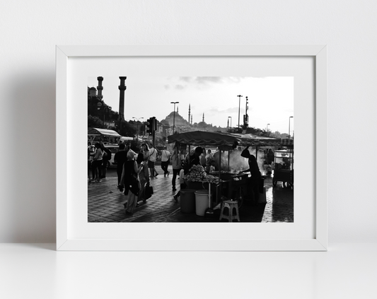 Istanbul Eminönü Black And White Photography Print Poster