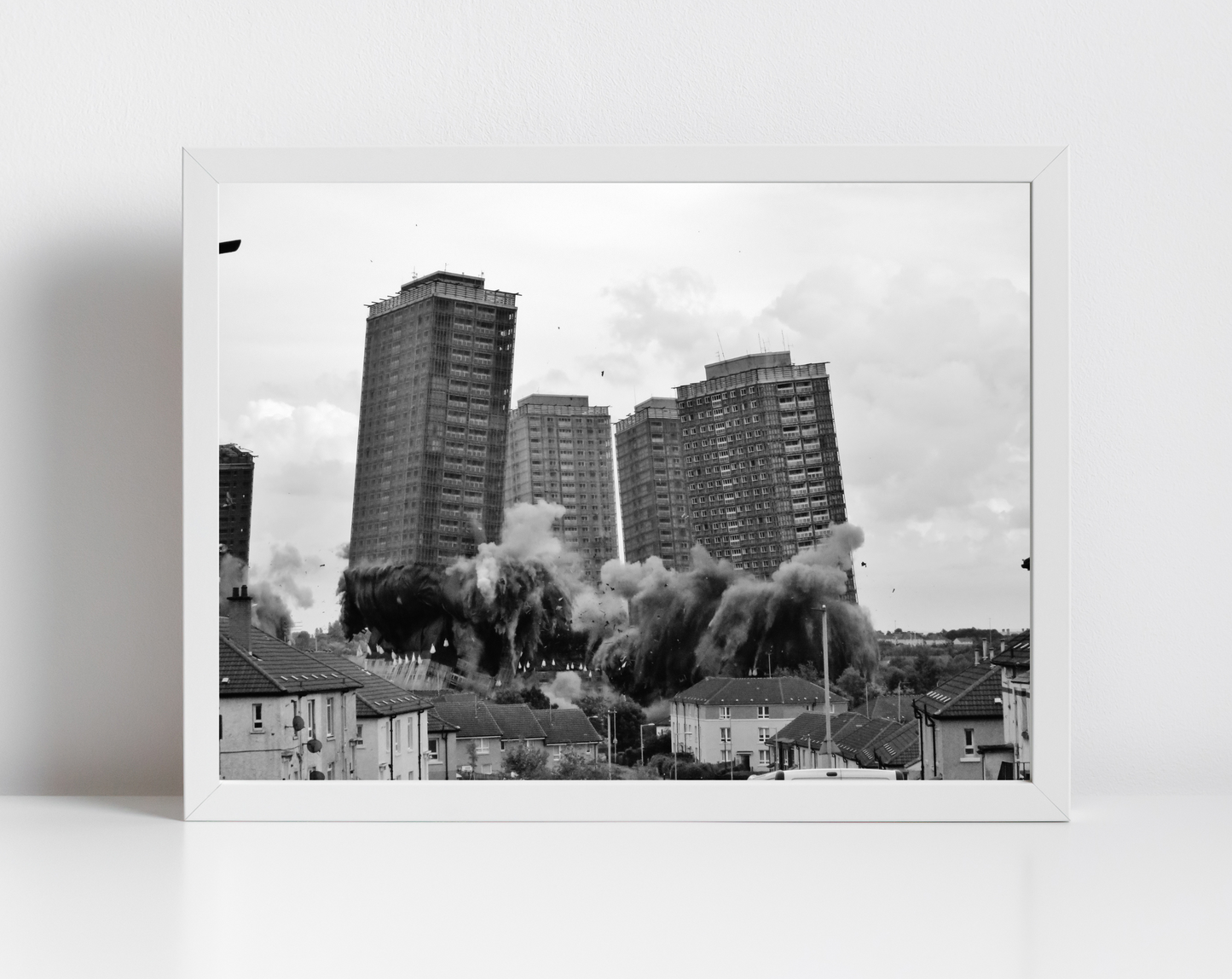Glasgow Red Road Flats Demolition Springburn Brutalist Architecture Black And White Photography Print