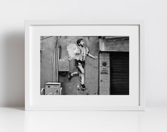 Maradona Poster Naples Black And White Print