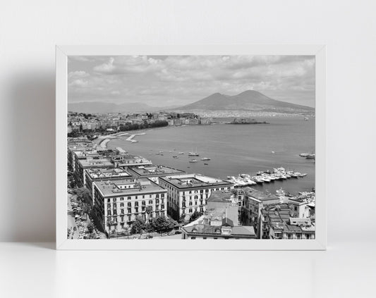 Naples Black And White Photography Mount Vesuvius Print