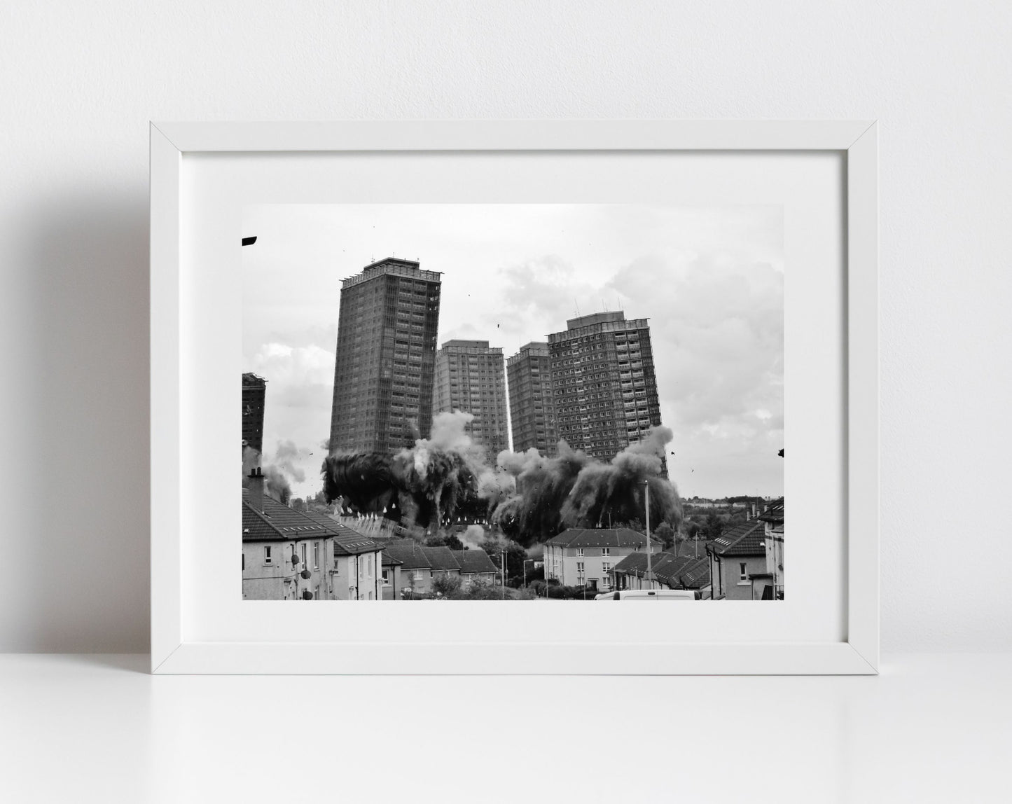 Glasgow Red Road Flats Demolition Springburn Brutalist Architecture Black And White Photography Print