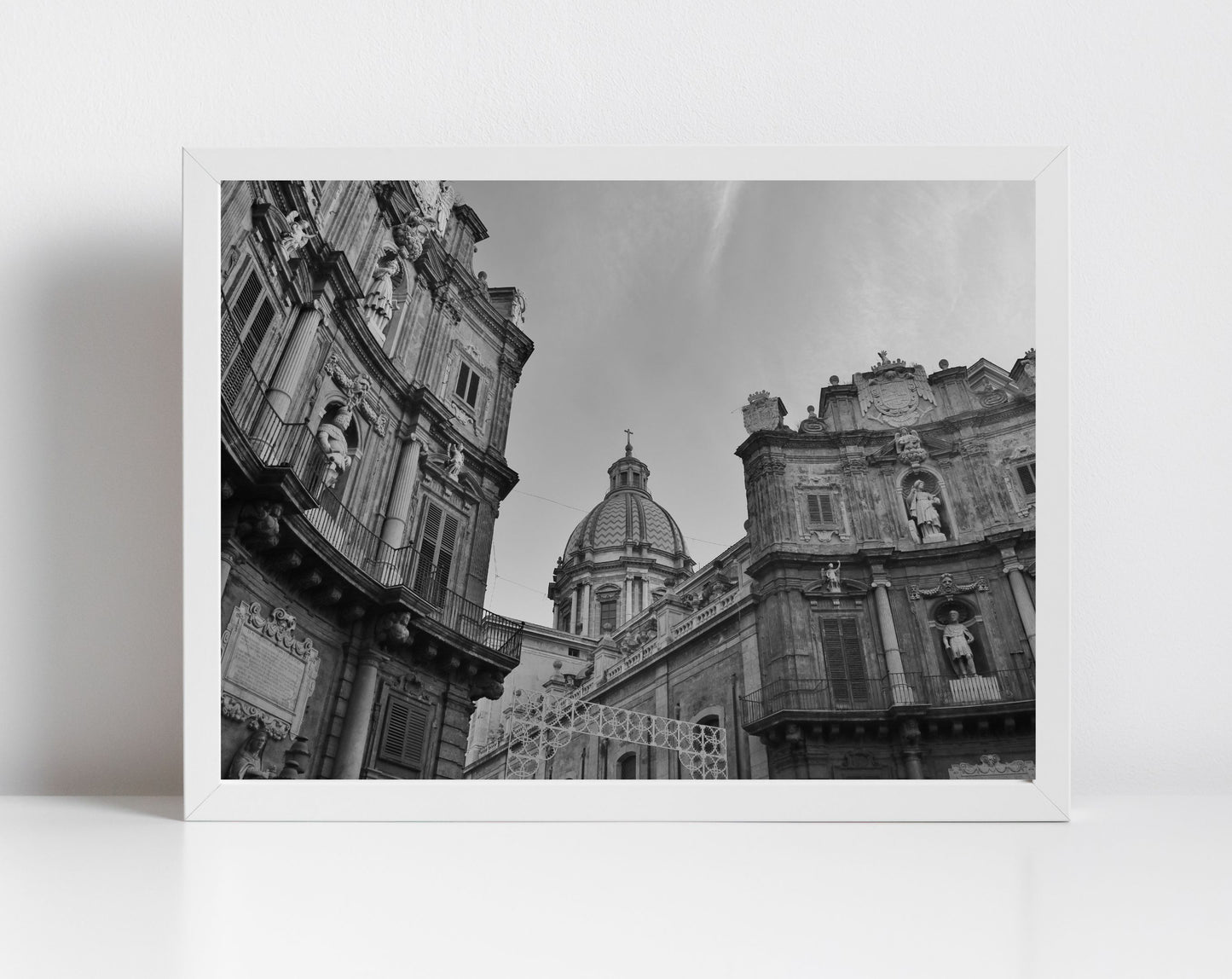 Four Corners Palermo Sicily Photography Black And White Print