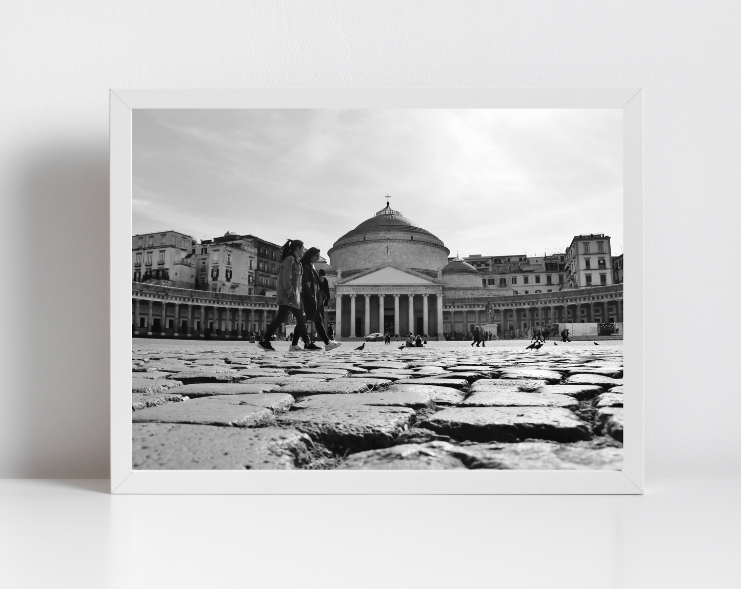 Naples Italy Piazza del Plebiscito Black And White Photography Print