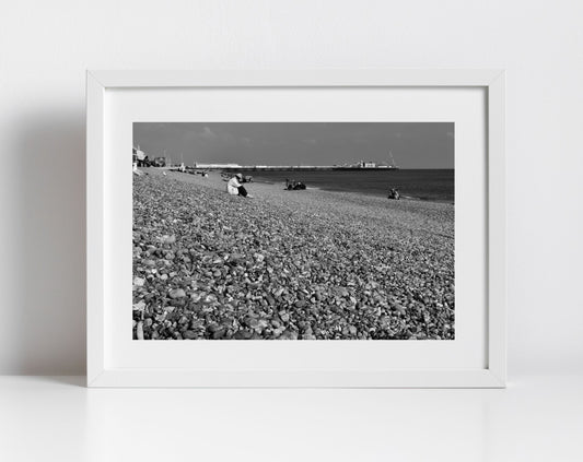 Brighton Beach Black And White Photography Poster