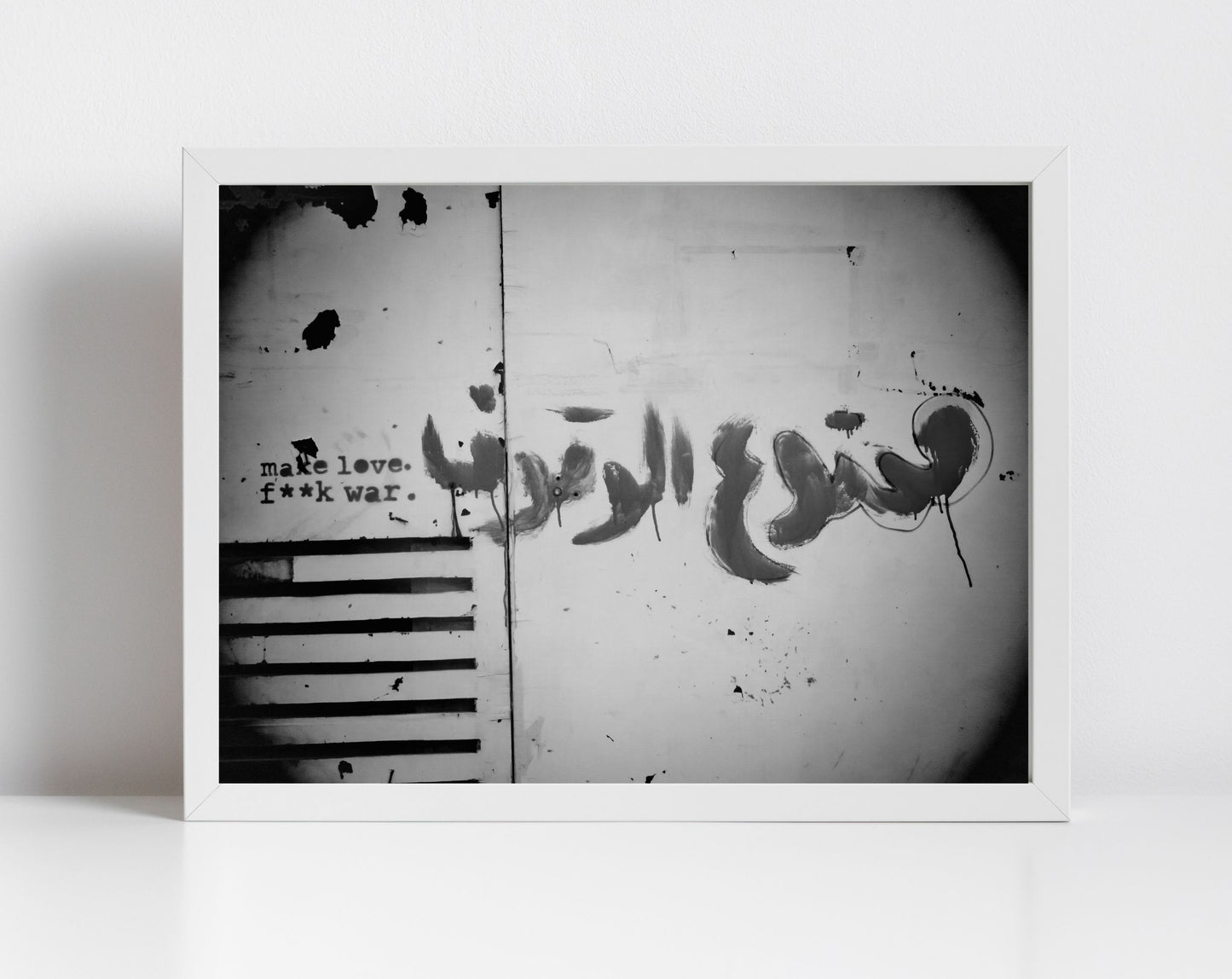 Make Love Not War Lebanese Graffiti Black And White Wall Art