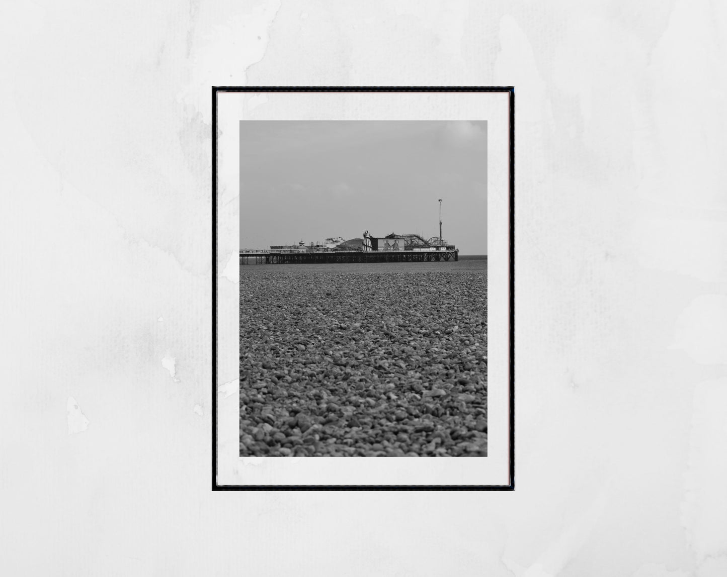 Brighton Photography Black And White Print Pebbled Beach Wall Art