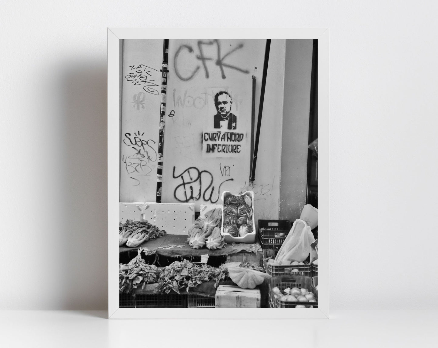The Godfather Poster Palermo Sicily Street Art Black And White Photography Print