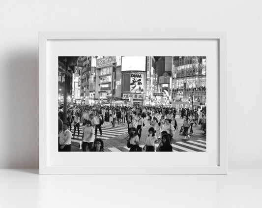 Shibuya Crossing Tokyo Black And White Photography Print