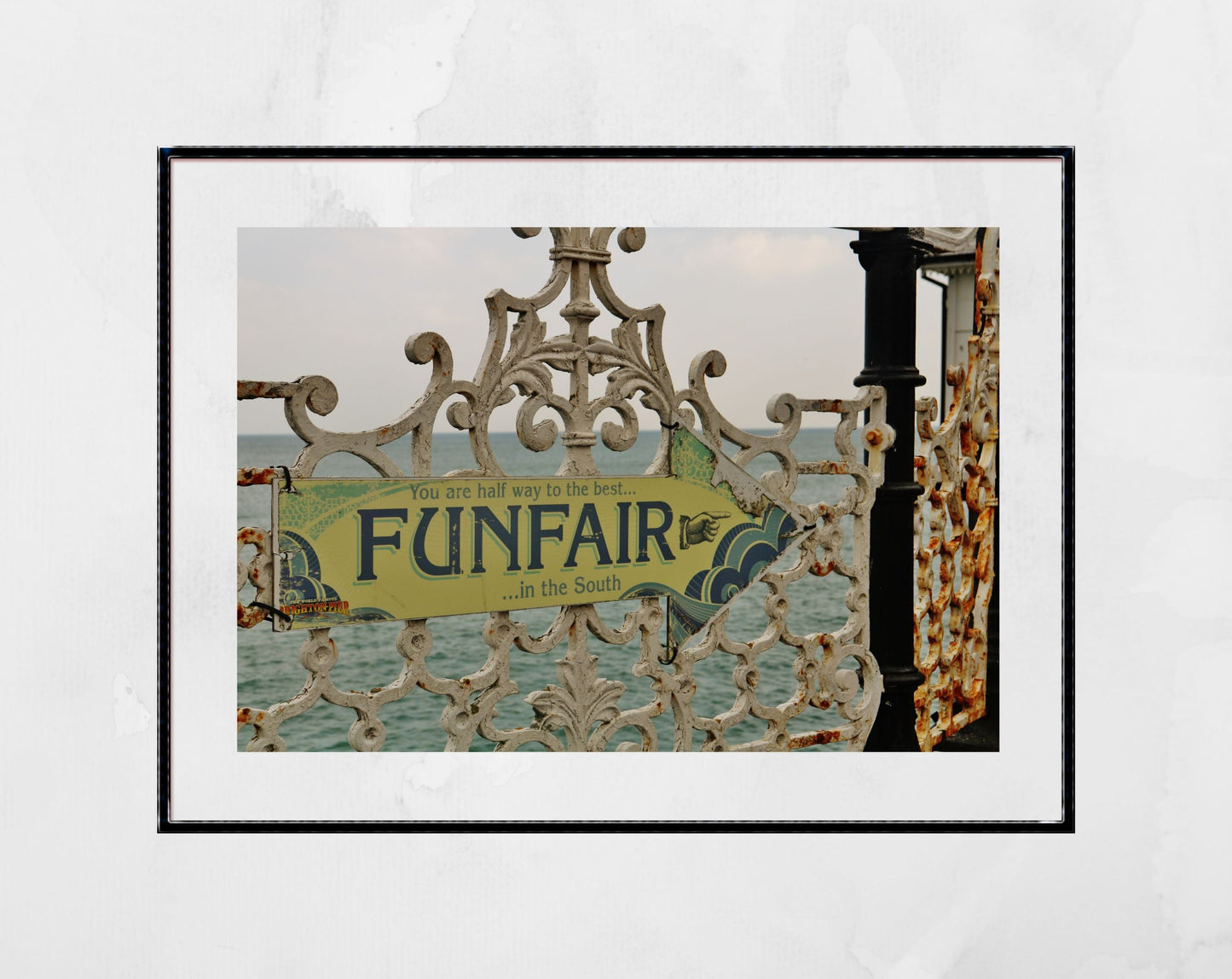 Funfair Sign Brighton Palace Pier Black And White Print
