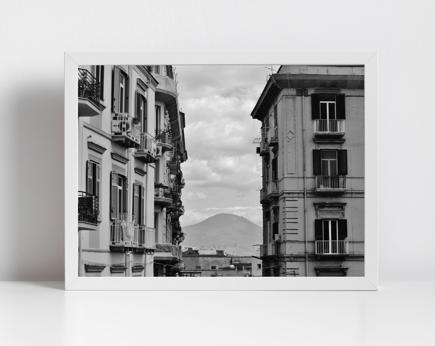 Naples Italy Wall Art Mount Vesuvius Black And White Poster