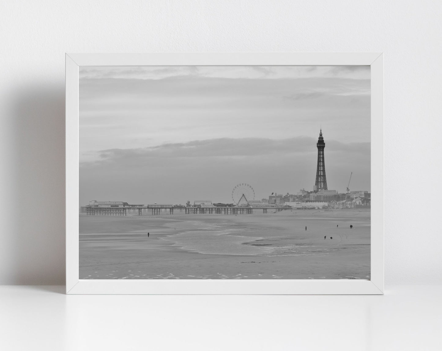Blackpool Photography Print Blackpool Tower Beach Central Pier Black And White Poster Gift