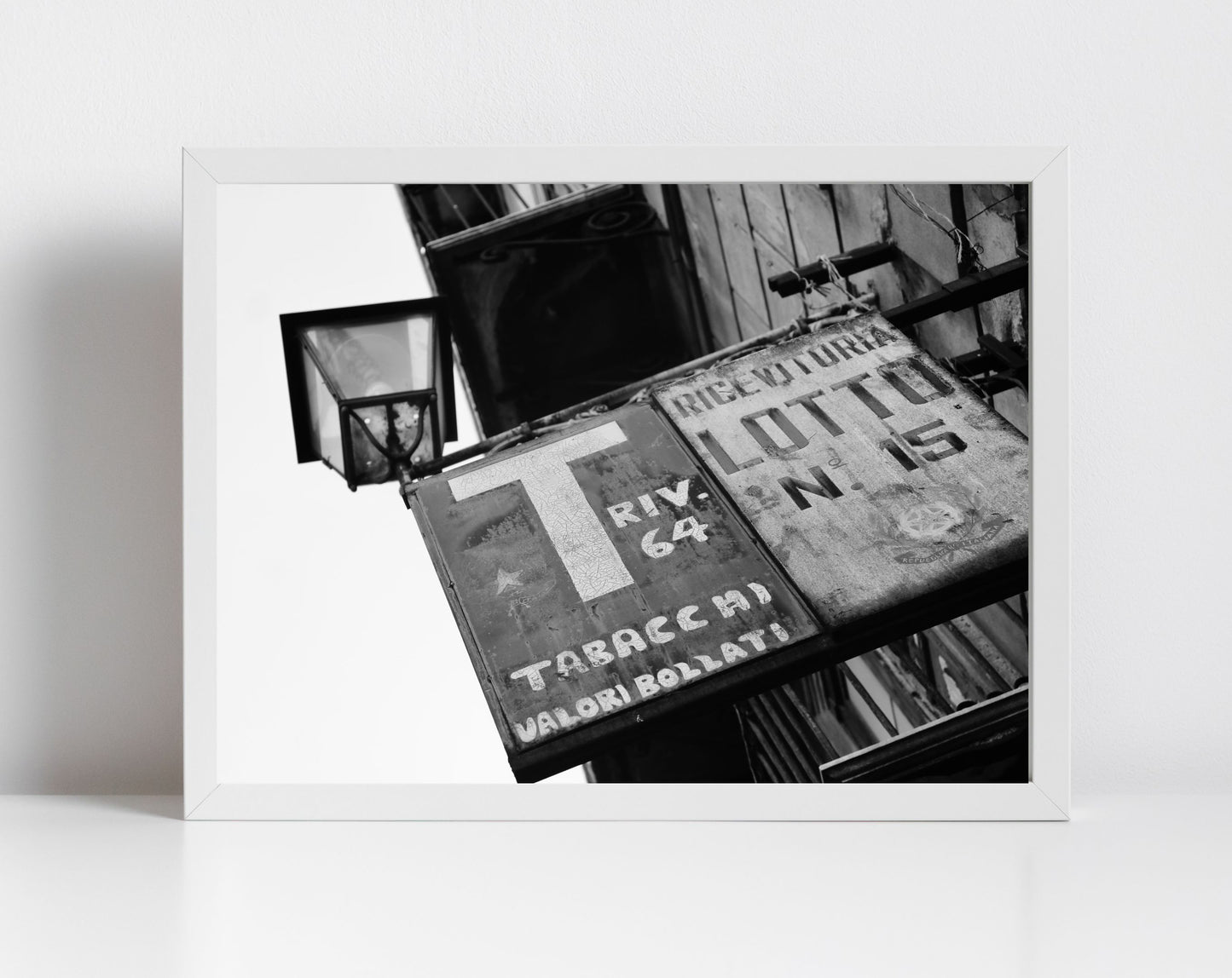 Palermo Sicily Black And White Print Italian Wall Art Tobacconist Lottery Shop Sign