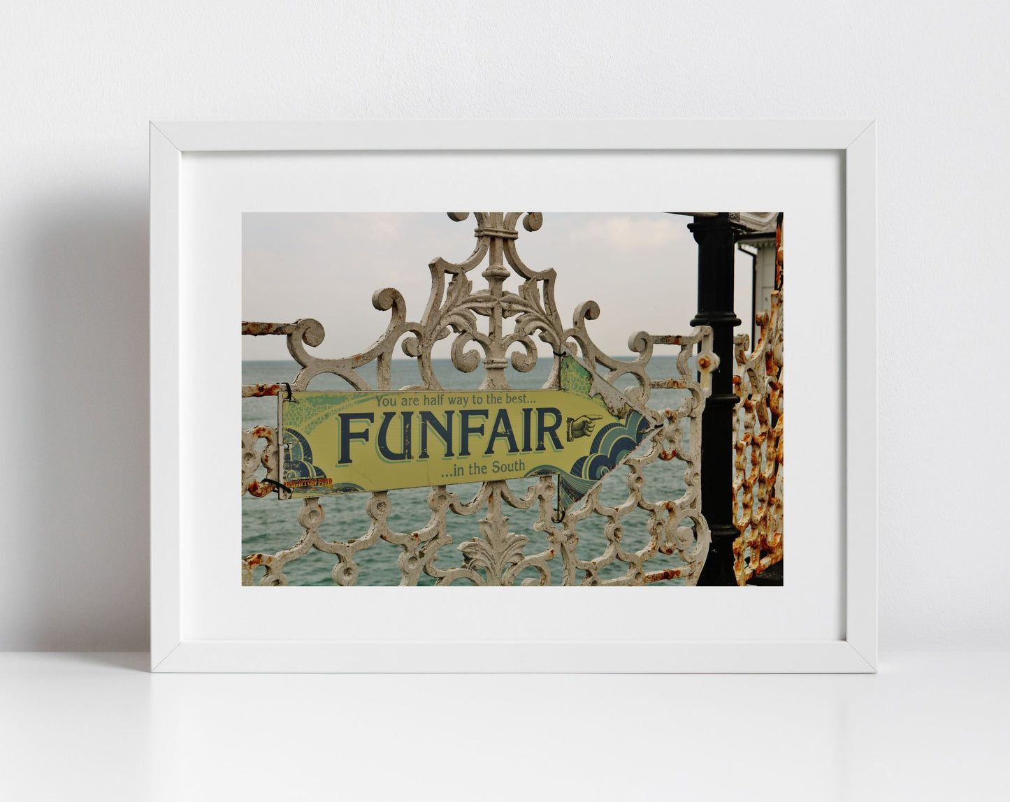 Funfair Sign Brighton Palace Pier Black And White Print