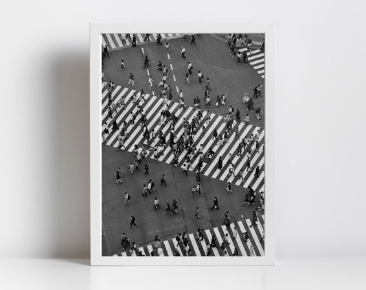 Shibuya Crossing Tokyo Black And White Photography Print Wall Art