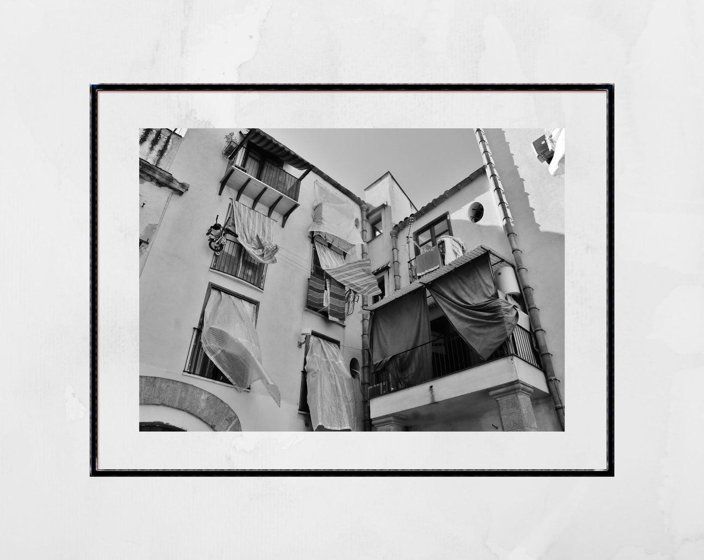 Palermo Sicily Balcony Black And White Photography Print Italy Wall Art