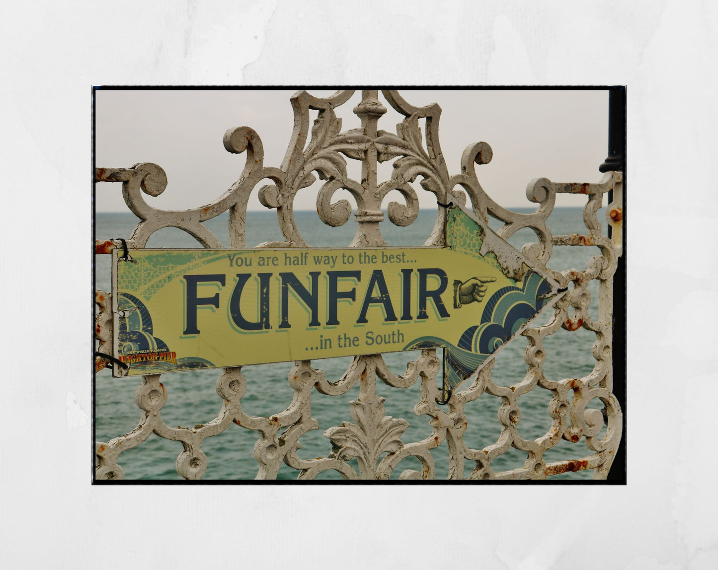 Funfair Sign Brighton Palace Pier Black And White Print