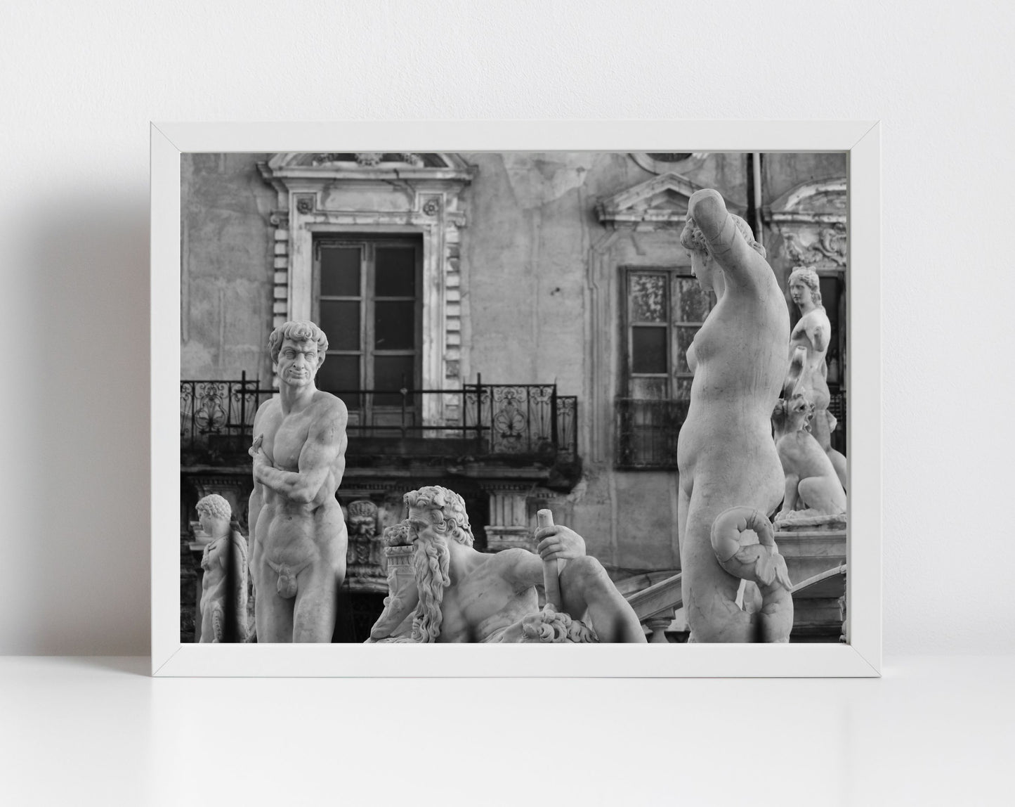 Fontana Pretoria Palermo Sicily Black And White Photography Print Renaissance Wall Art