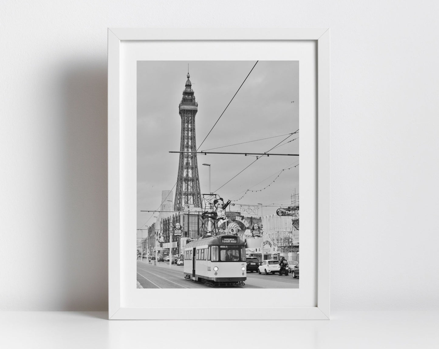 Blackpool Photography Print Blackpool Tower Tram Black And White Poster