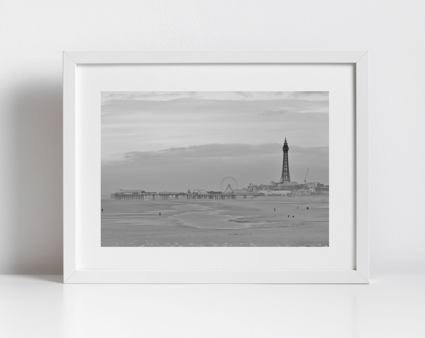 Blackpool Photography Print Blackpool Tower Beach Central Pier Black And White Poster Gift