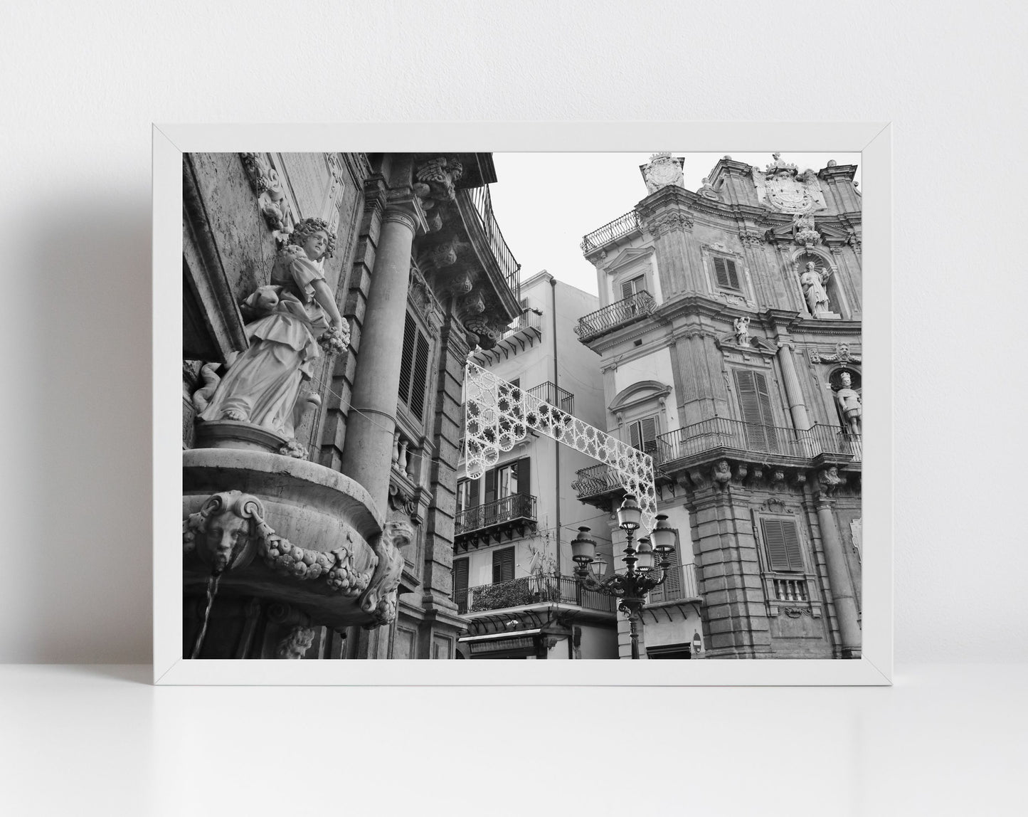 Four Corners Palermo Sicily Black And White Photography Art Print