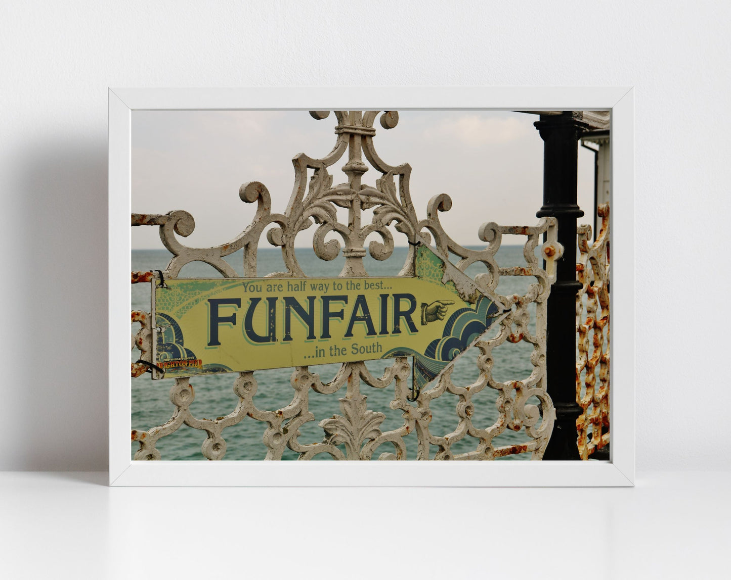 Funfair Sign Brighton Palace Pier Black And White Print