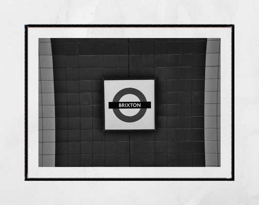 London Underground Black And White Poster Brixton Tube Station Wall Art