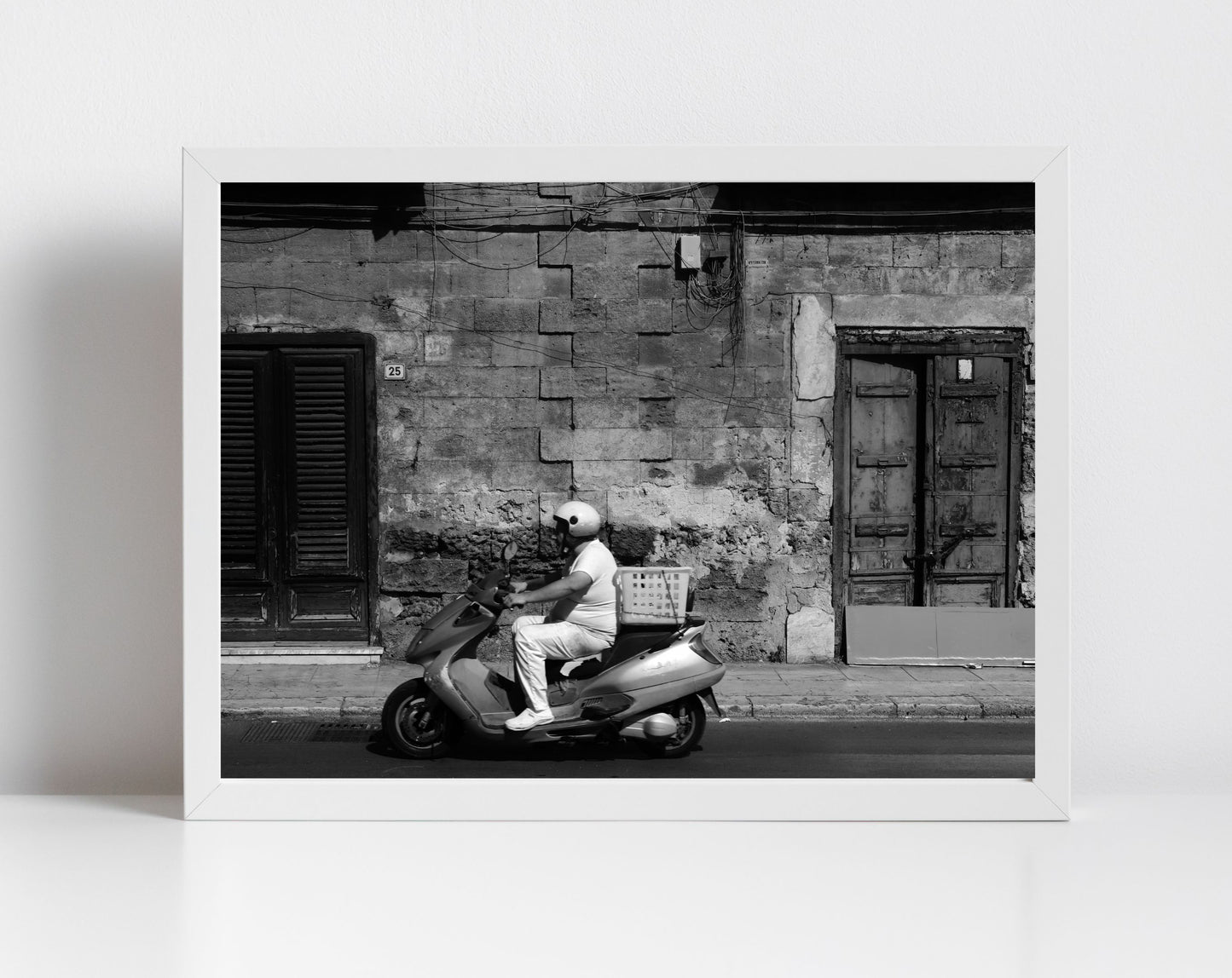 Palermo Sicily Print Black And White Street Photography Moped Poster