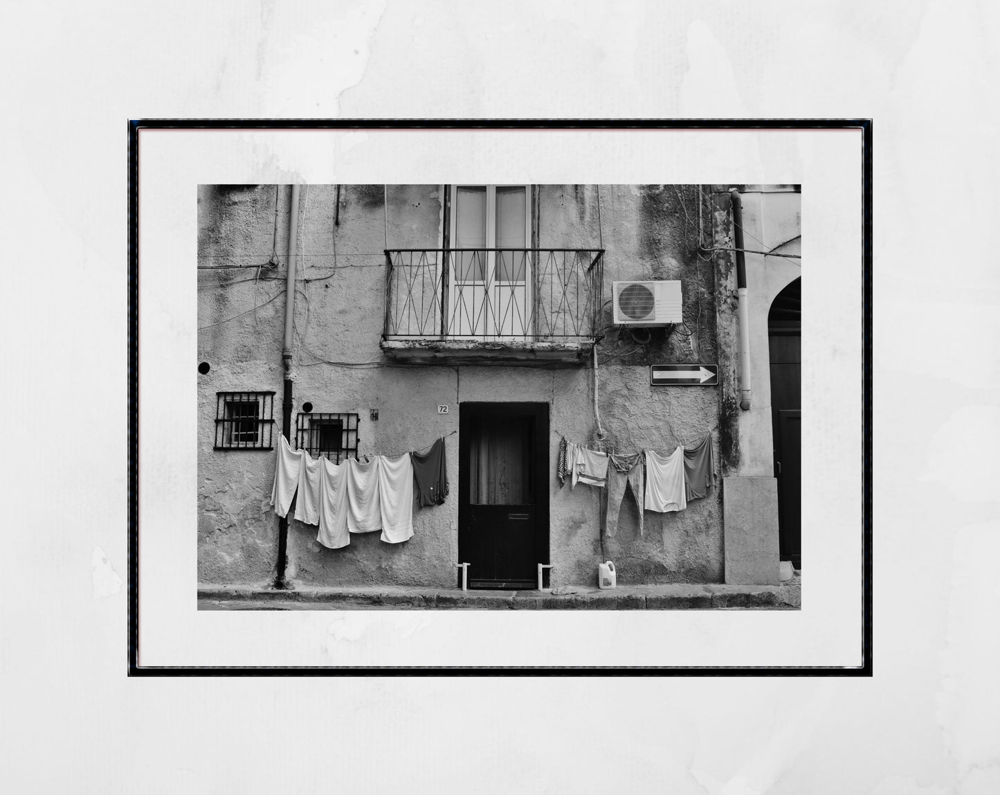 Palermo Sicily Black And White Print Street Photography Laundry Wall Art