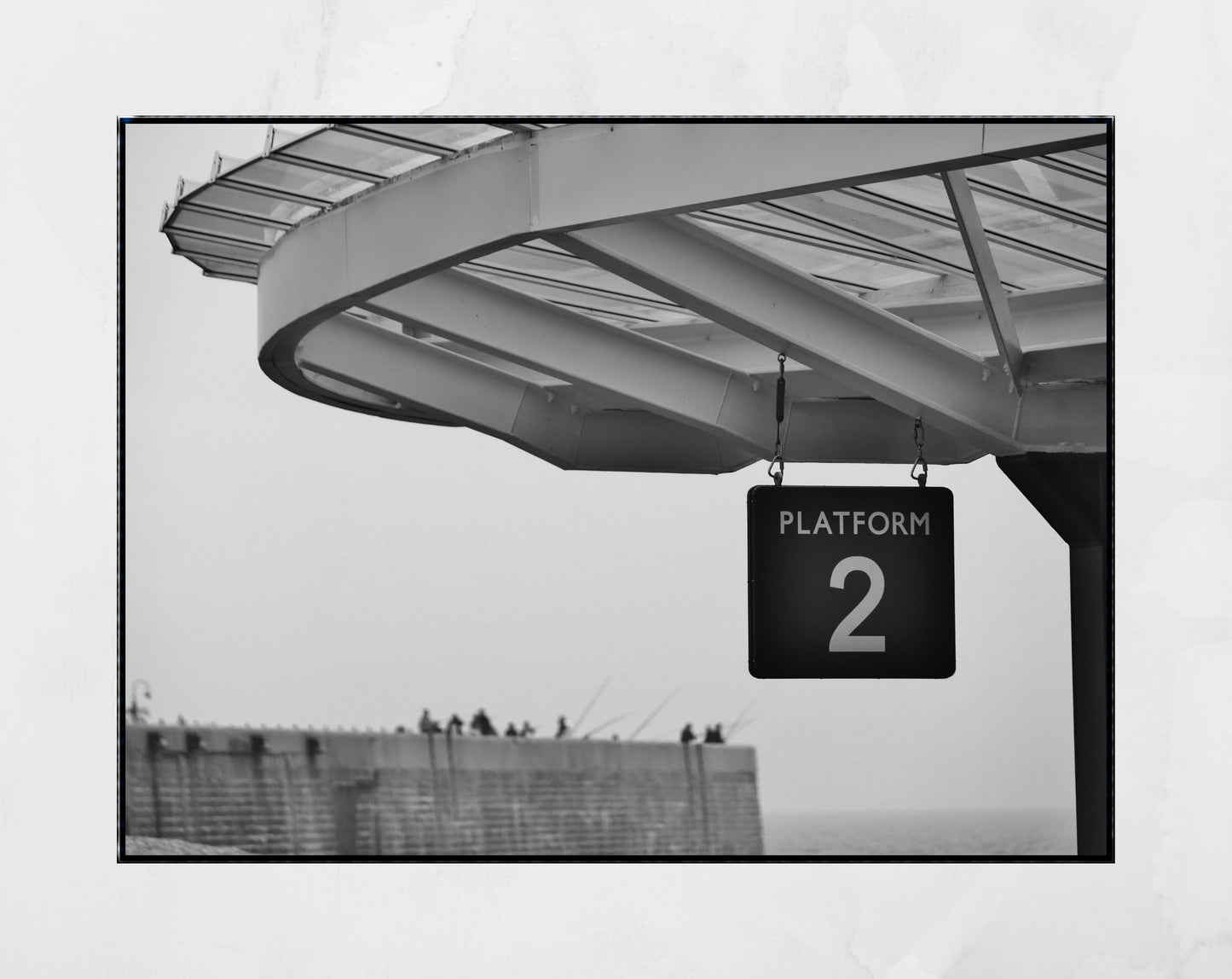 Folkestone Harbour Station Black And White Photography Print