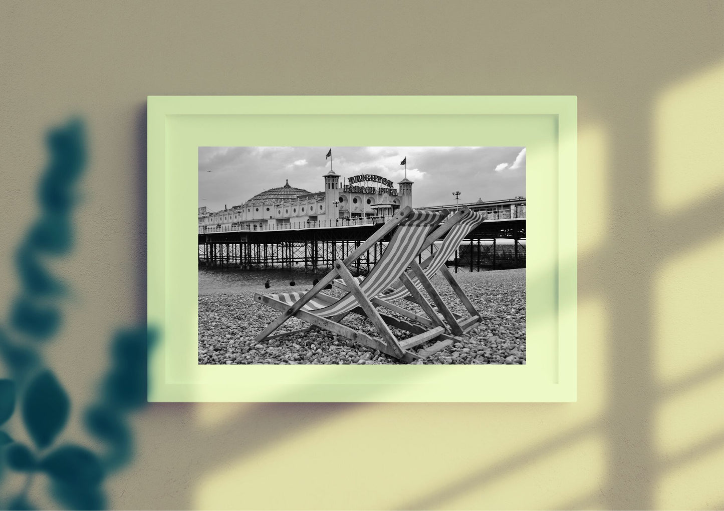 Brighton Beach Black And White Photography Print Deck Chair Wall Art