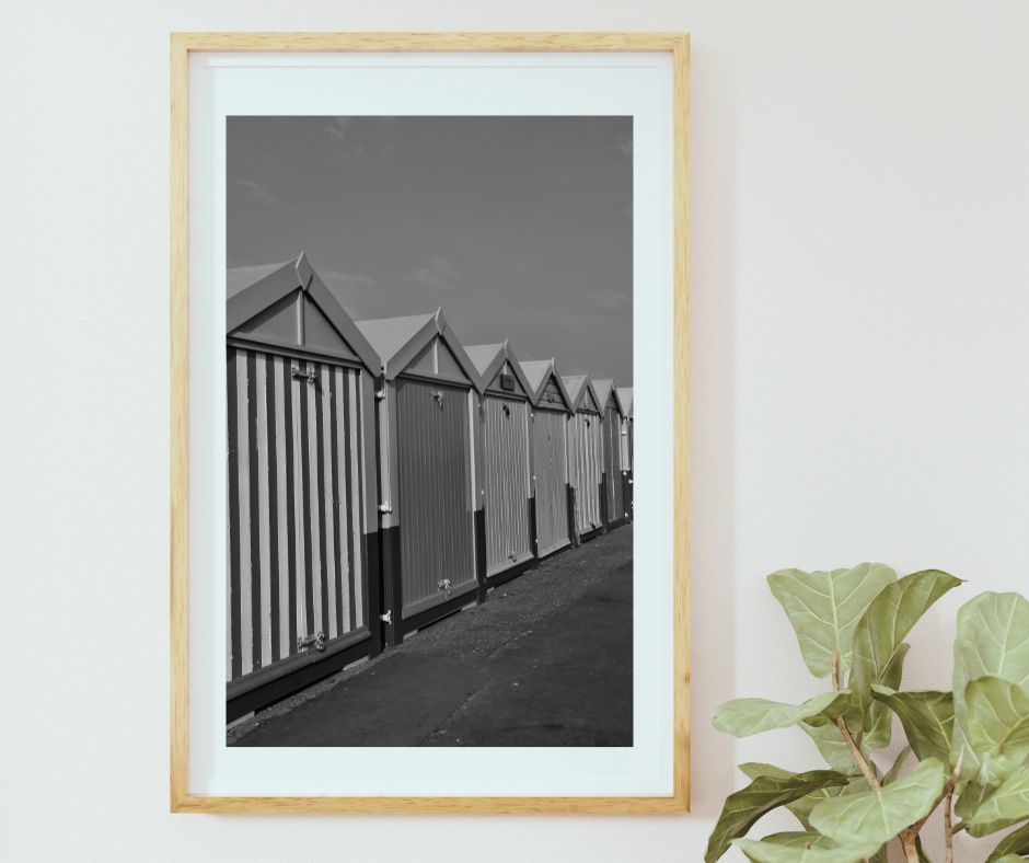 Brighton Poster Hove Beach Huts Black And White Photography