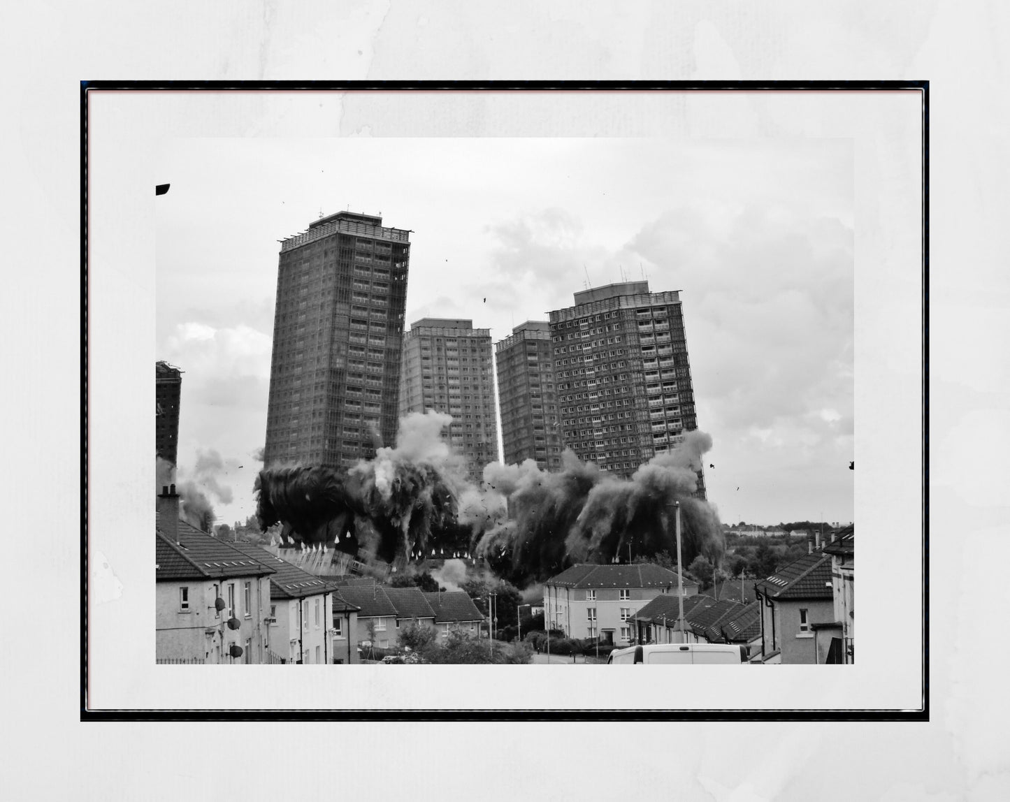 Glasgow Red Road Flats Demolition Springburn Brutalist Architecture Black And White Photography Print