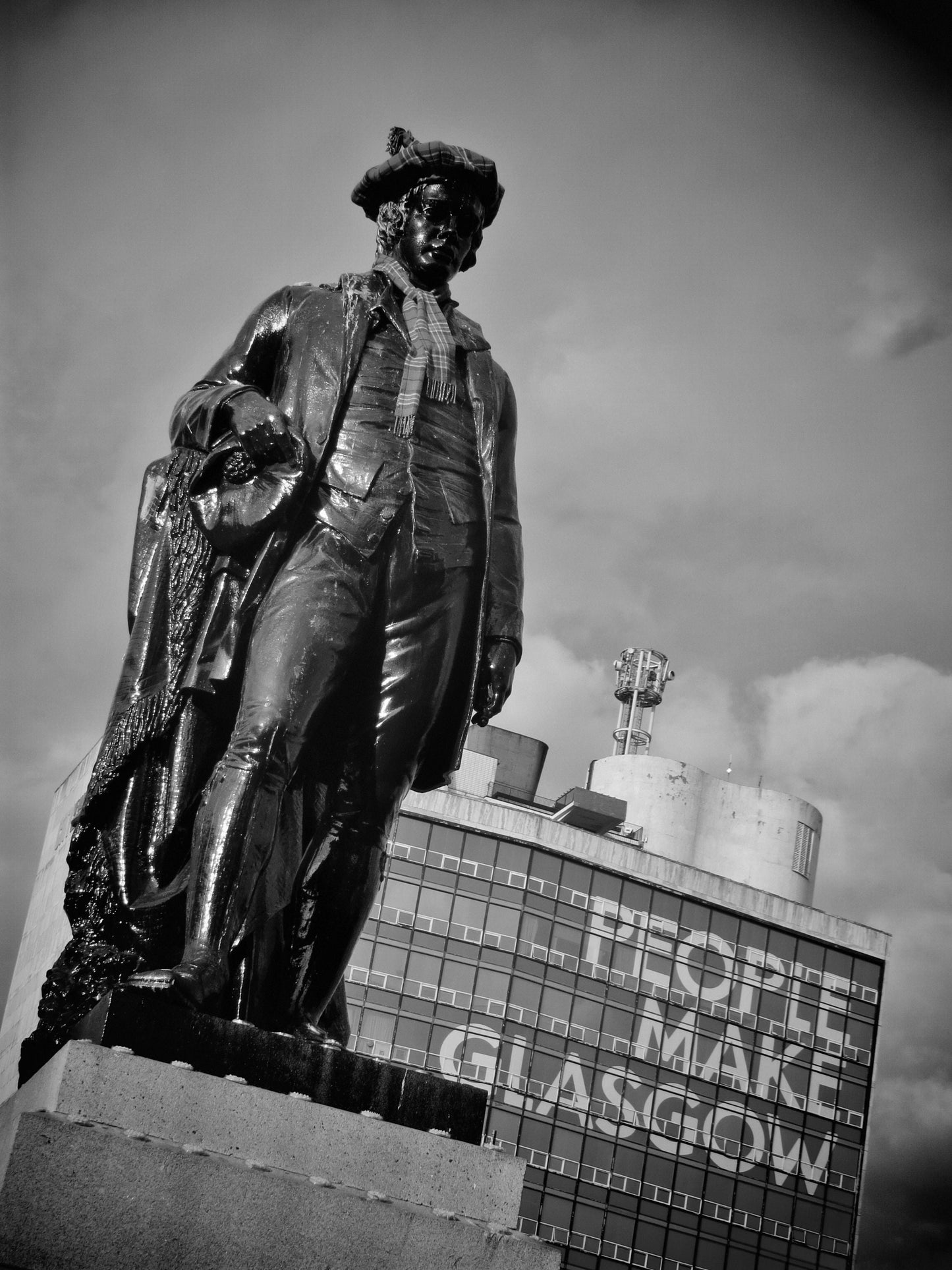 Glasgow Print Robert Burns George Square Black And White Poster