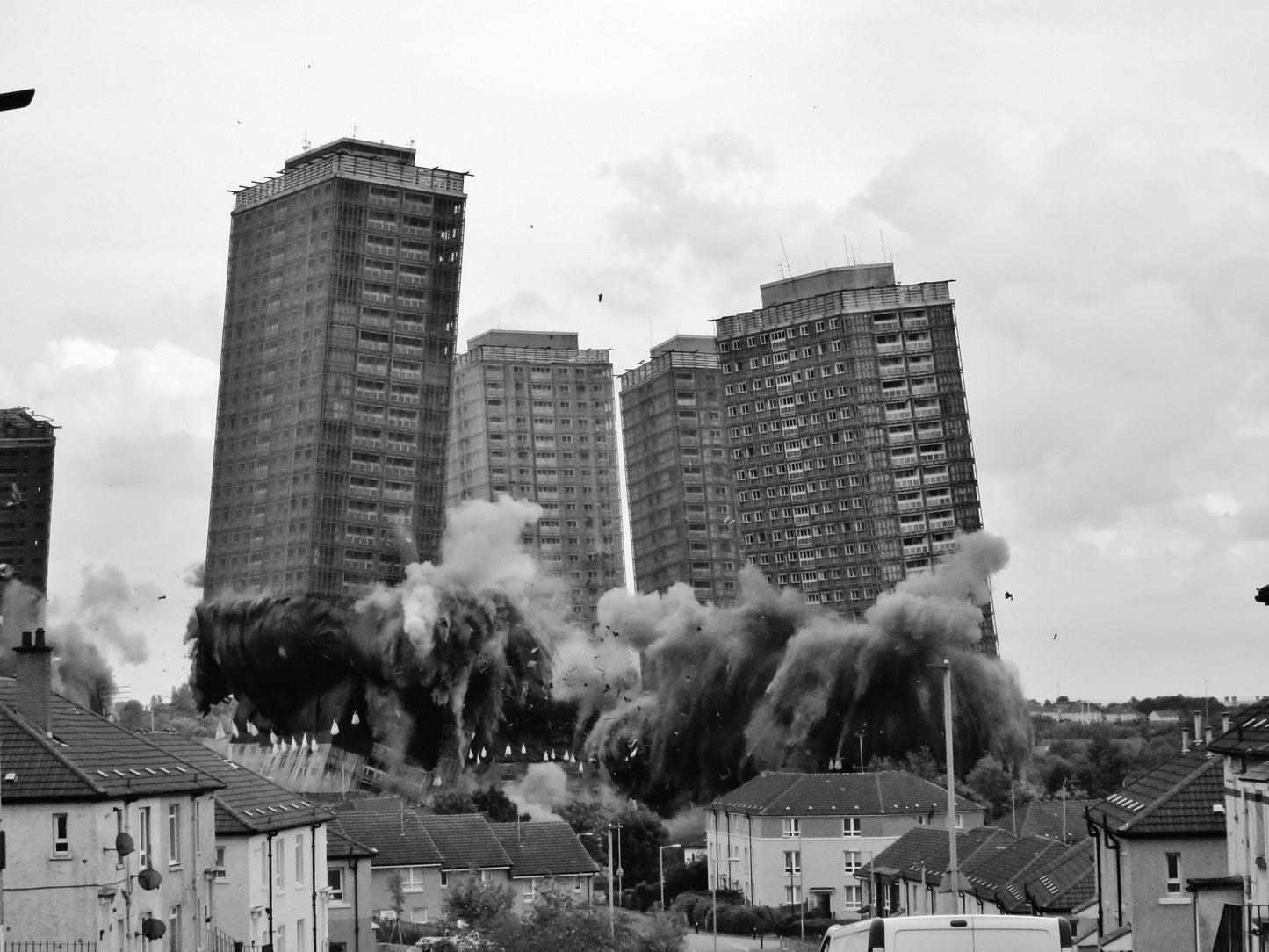 Glasgow Red Road Flats Demolition Springburn Brutalist Architecture Black And White Photography Print