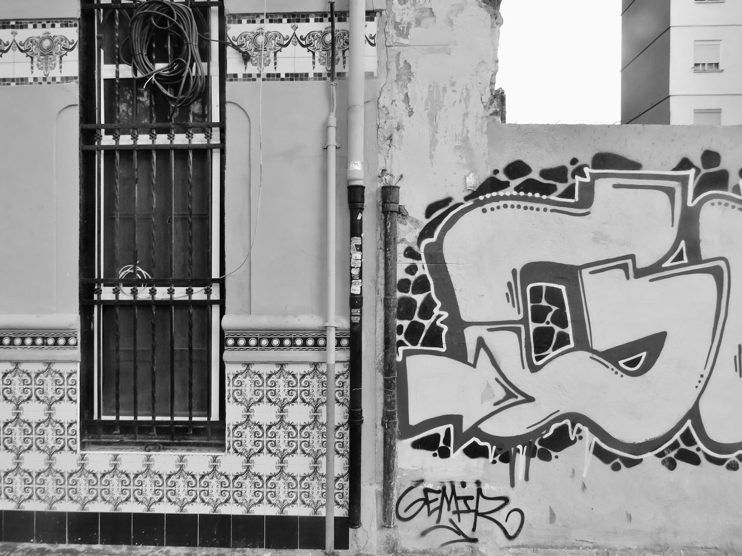 Valencia Spain Print Spanish Tile Black And White Wall Art