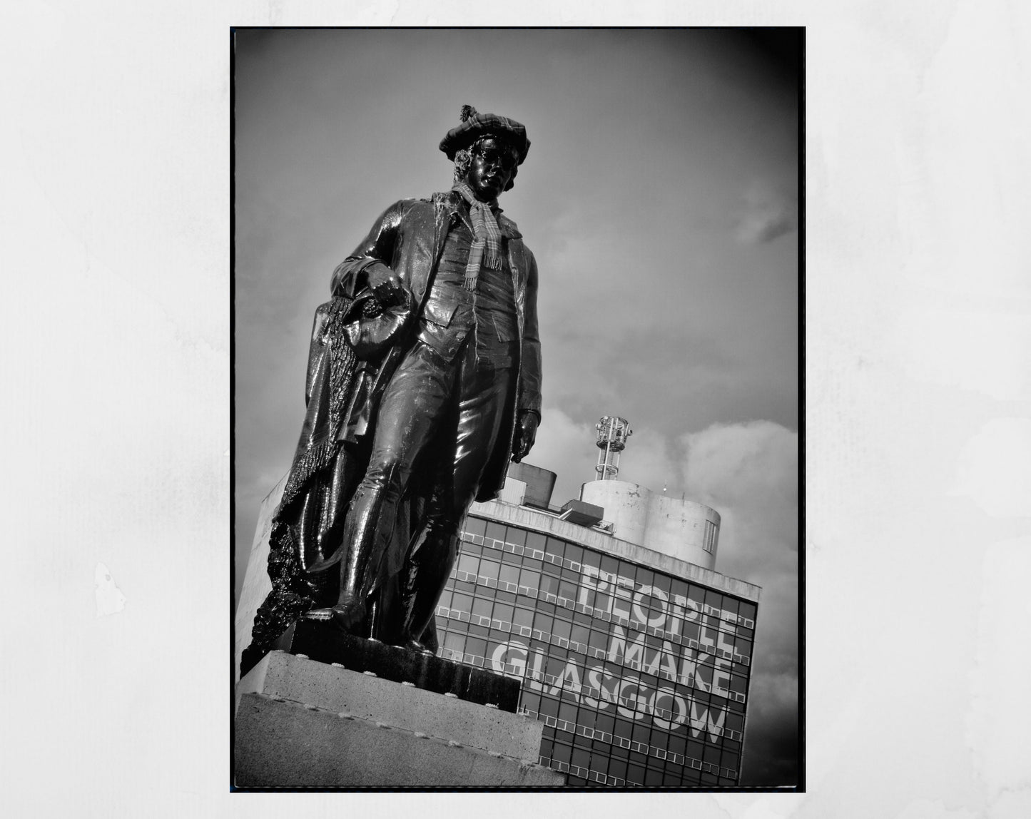 Glasgow Print Robert Burns George Square Black And White Poster