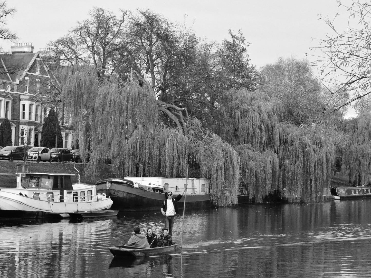 Cambridge Punting Black And White Photography Poster